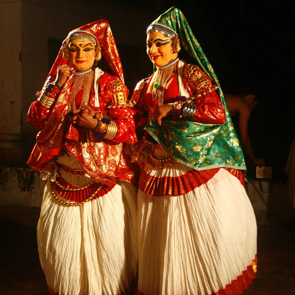 Kathakali characters depicting a divine figure