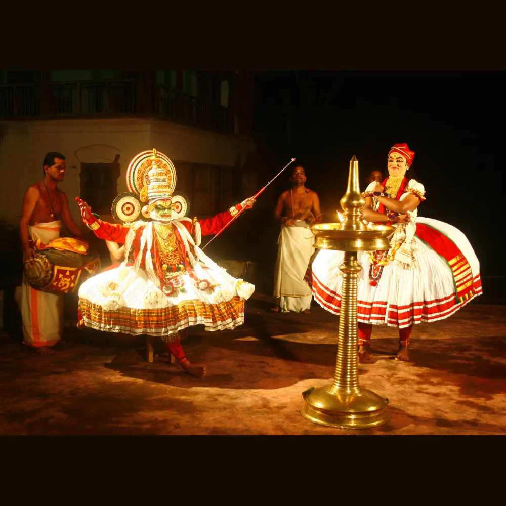 Kathakali characters depicting a divine figure