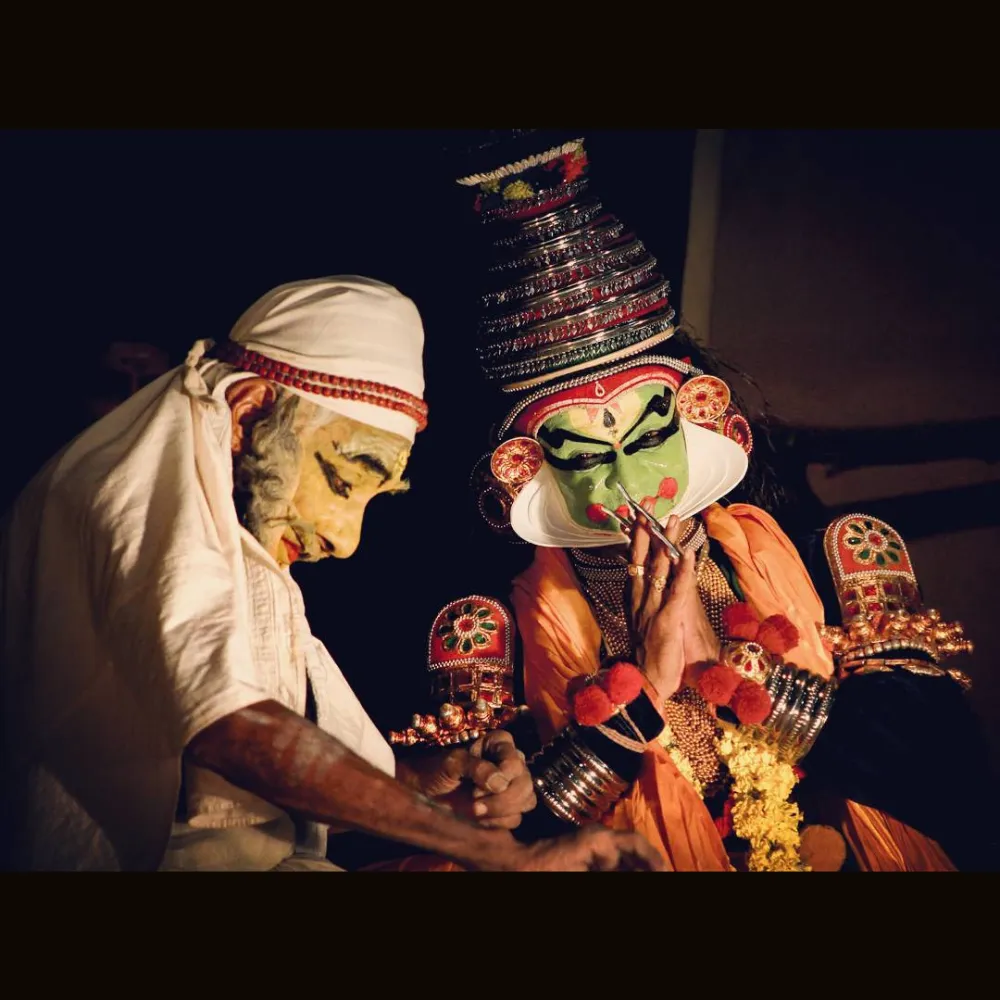 Kathakali characters depicting a divine figure