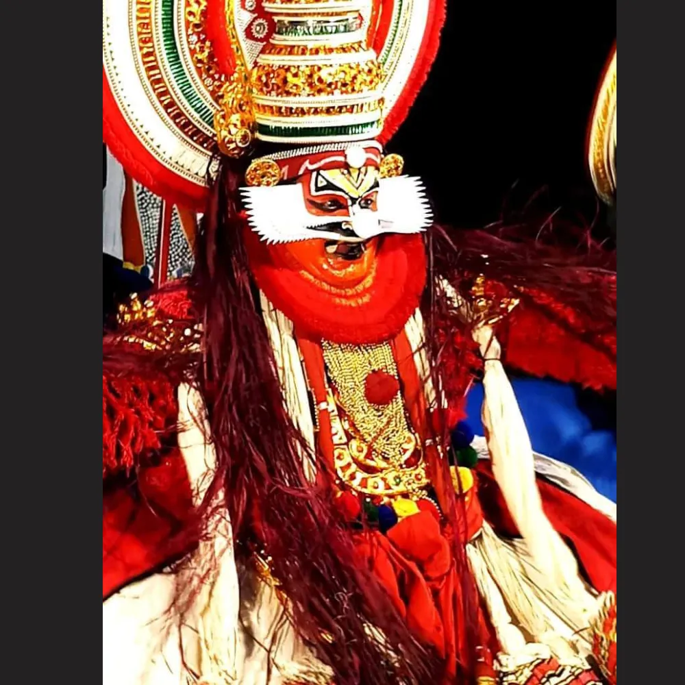 Kathakali characters depicting a divine figure