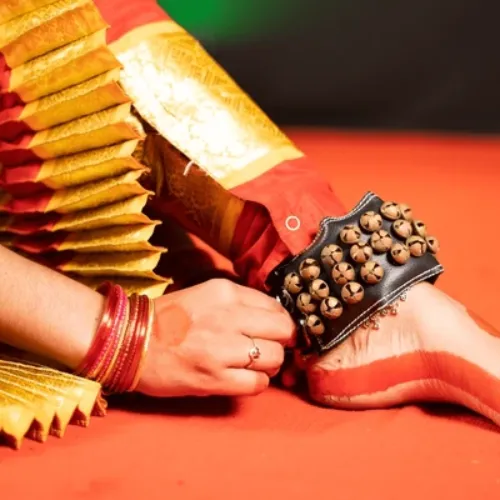 Bharatanatyam dancer performing with grace